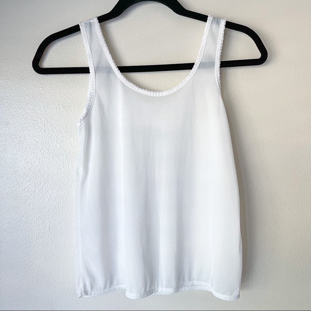 Butterfly Lace White See Through Nylon Tank - Sleep Bedtime Pajamas - Picture 3 of 5